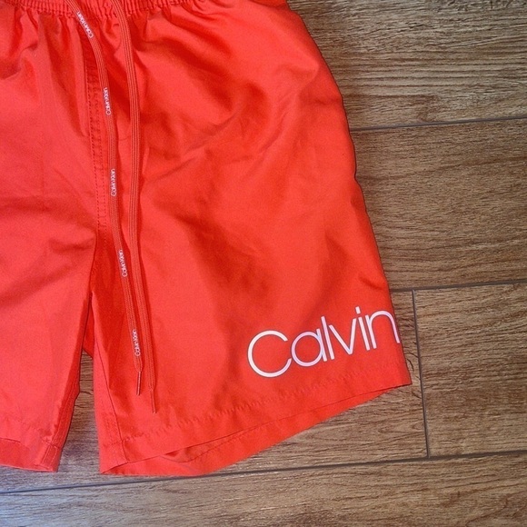 Men's Logo Swim Trunks, size small neon orange - Picture 3 of 9